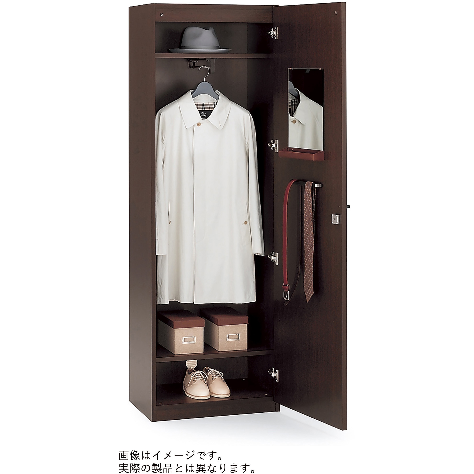 HXW-A186HWL-51 XWシリーズ ワードローブ 左吊元<配送時組立サービス付> イトーキ オークダークブラウン色 高さ1850mm幅600mm奥行450mm  HXW-A186HWL-51