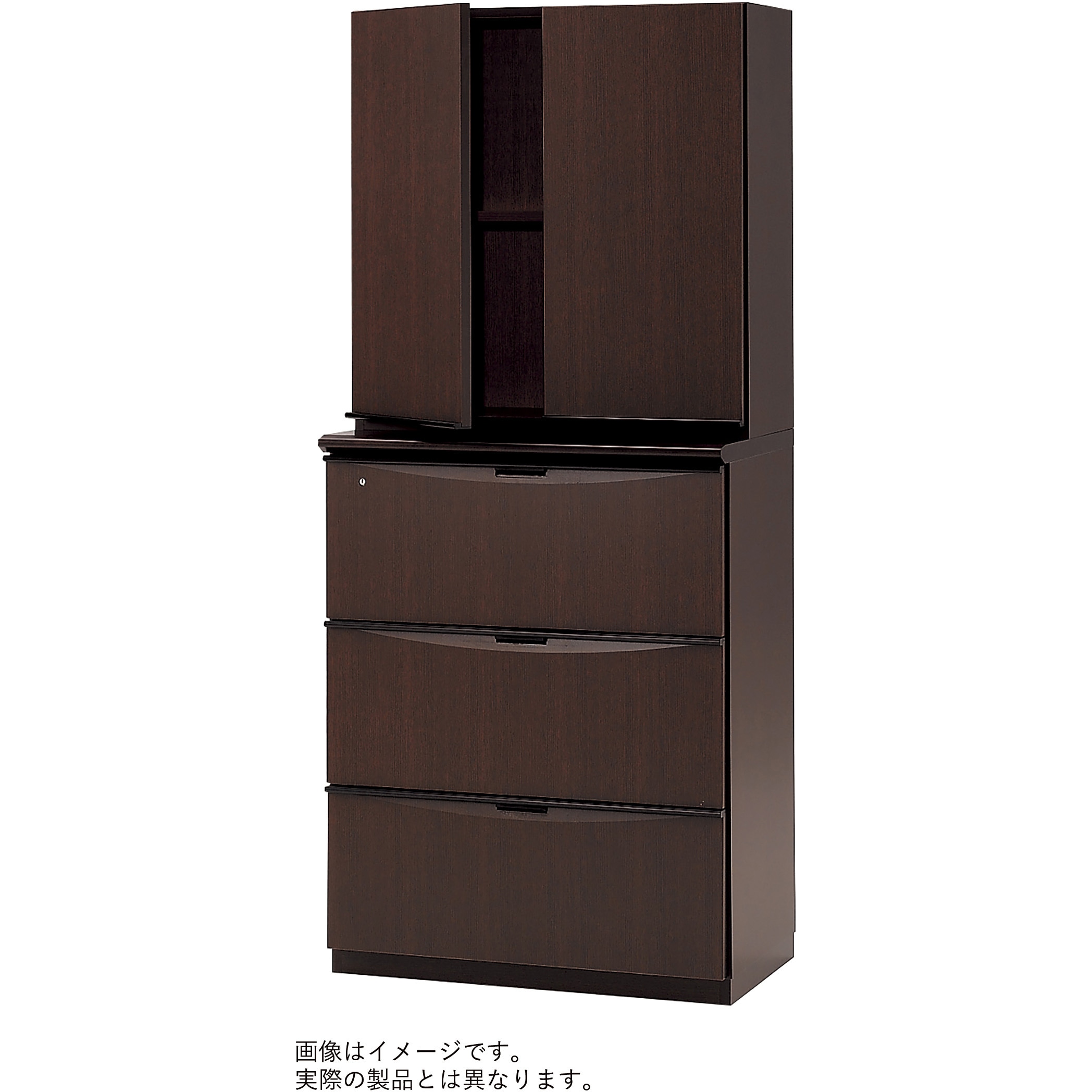 HXW-A088HS-51 XWシリーズ 両開き扉2段 上段用<配送時組立サービス付> イトーキ オークダークブラウン色 高さ850mm幅800mm奥行485mm  HXW-A088HS-51