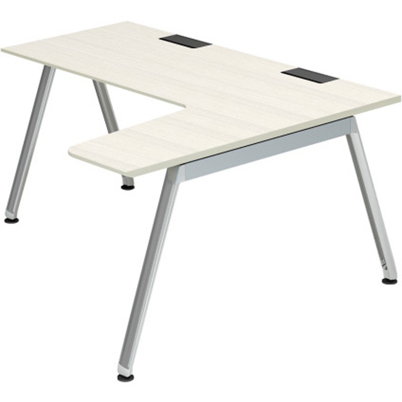 JVD-6474KLWPNPH アフィーノ パーソナルデスク 90度オペレーション(7/4) 左凸 アルミミラー脚<配送時組立サービス付> 1台 イトーキ 【通販モノタロウ】