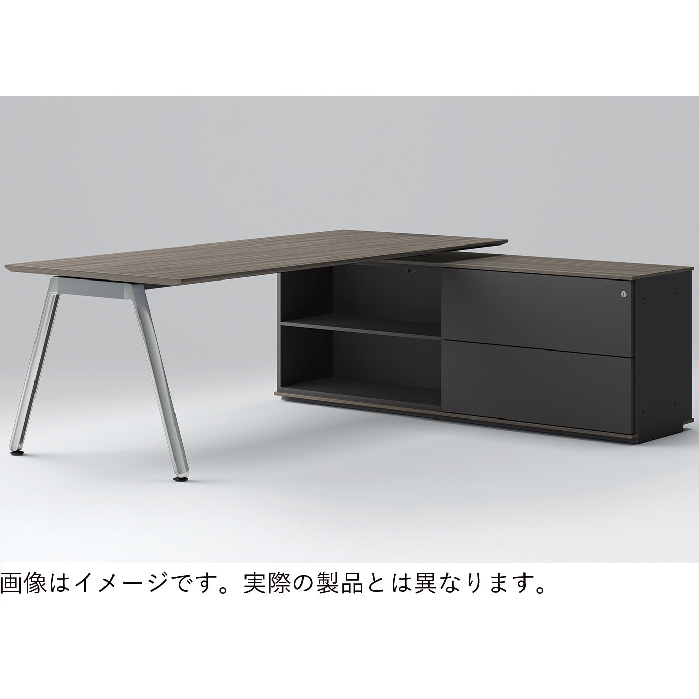 アフィーノ マネジメントデスク 平机 W1800 クレテンザ脚 アルミミラー