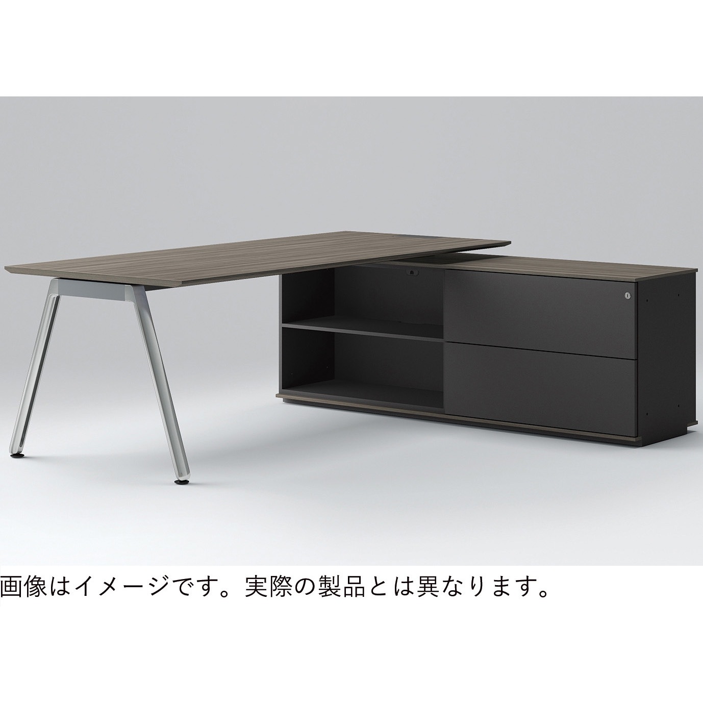 JVM-189RAPN1-PM アフィーノ マネジメントデスク 平机 W1800 クレテンザ脚 アルミミラー脚 引出し+オープン型 右用<配送時組立サービス付> 1台 イトーキ 【通販モノタロウ】