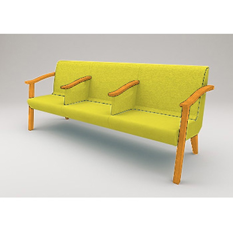 LHL-643D-15Q6 ウェイティングHL ロータイプ 3連 全肘付 張地D<配送時組立サービス付> イトーキ 高さ740mm幅1760mm奥行630mm  LHL-643D-15Q6