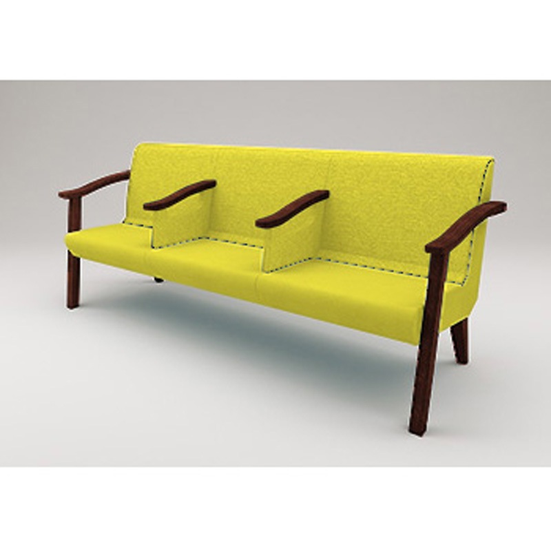 LHL-643D-51Q6 ウェイティングHL ロータイプ 3連 全肘付 張地D<配送時組立サービス付> イトーキ 高さ740mm幅1760mm奥行630mm  LHL-643D-51Q6