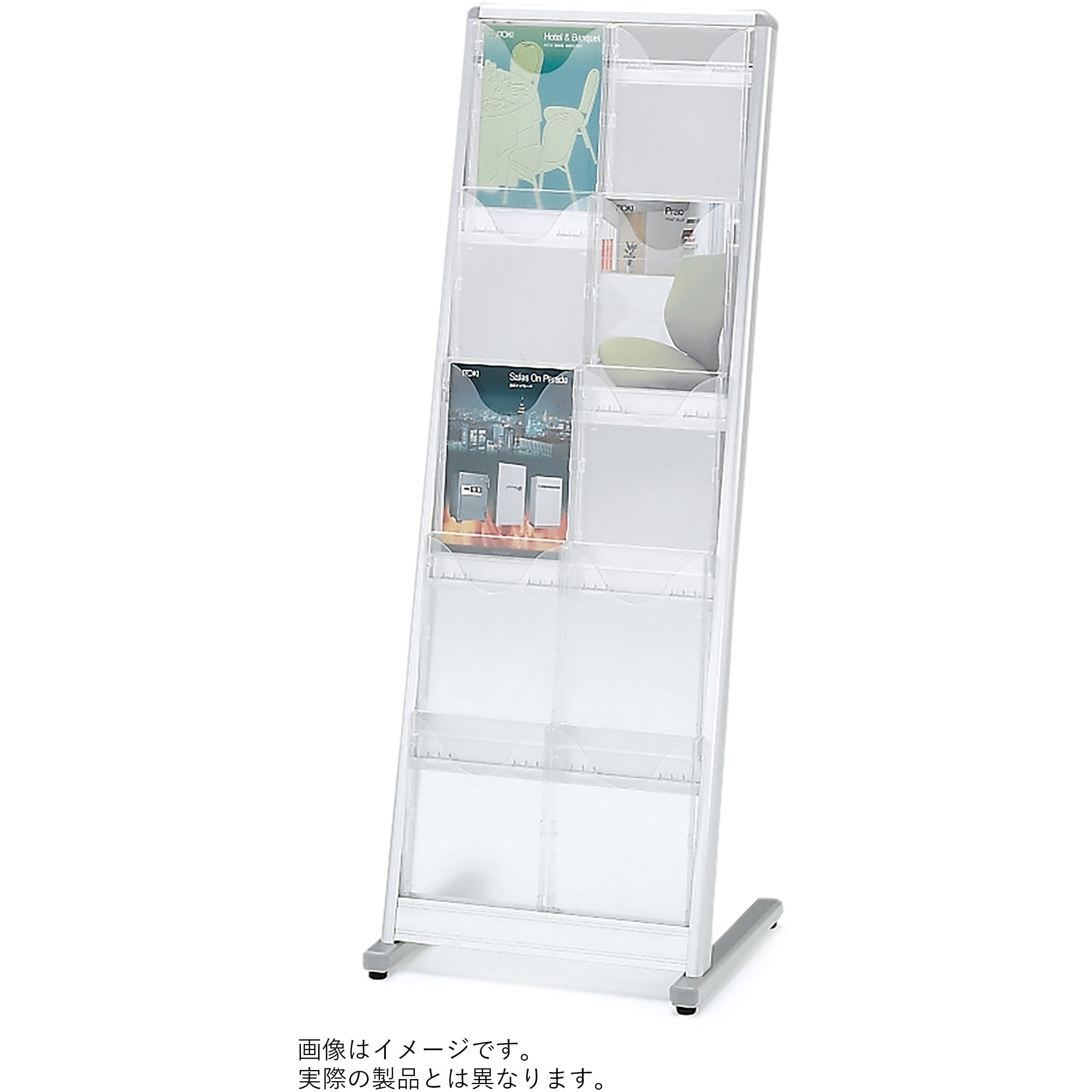 VCCV-2H1-WH カセット式パンフレットスタンド ハイタイプ(傾斜型) 5段 1列<配送時組立サービス付> イトーキ 幅308mm奥行519mm高さ1465mm  VCCV-2H1-WH