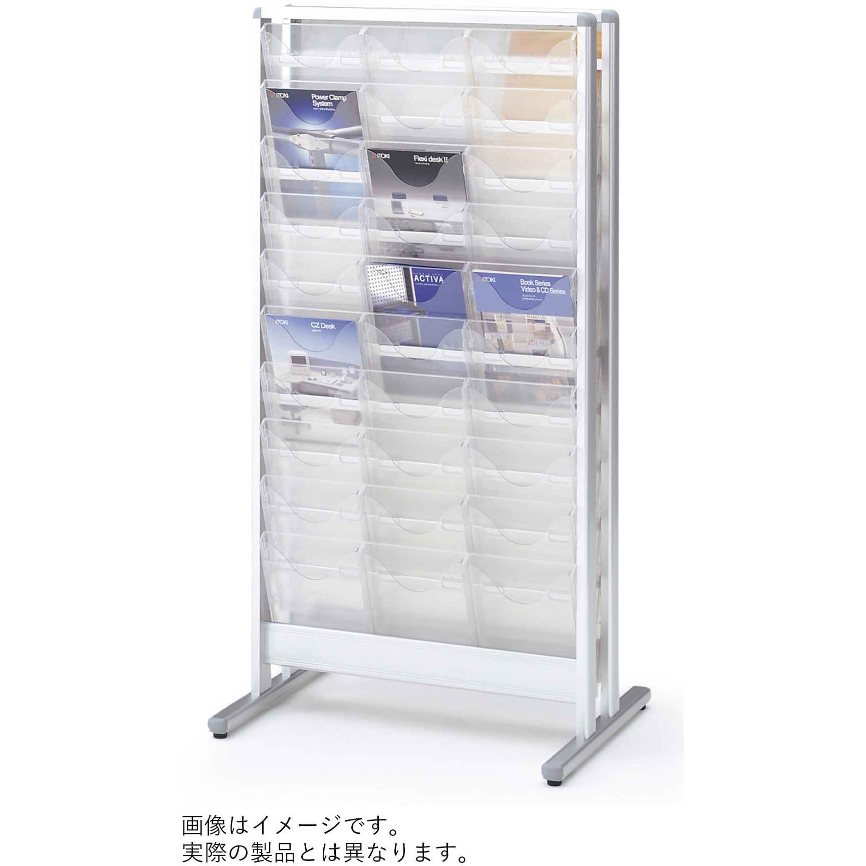 VCCV-021-BK カセット式パンフレットスタンド 両面タイプ 10段 2列<配送時組立サービス付> イトーキ 幅308mm奥行536mm高さ1500mm  VCCV-021-BK 53,988円