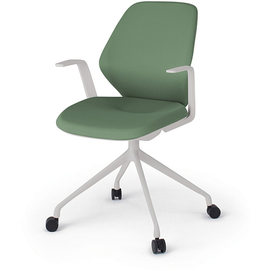 KG-945PV-NNQ2 キュアチェア クロスバック 肘付 4本脚アルミ塗装脚 PV張地 ナイロンキャスター<配送時組立サービス付> 1台 イトーキ 【通販モノタロウ】