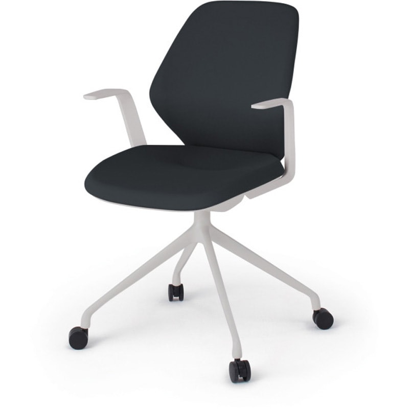 KG-945PV-NNT1 キュアチェア クロスバック 肘付 4本脚アルミ塗装脚 PV張地 ナイロンキャスター<配送時組立サービス付> 1台 イトーキ 【通販モノタロウ】