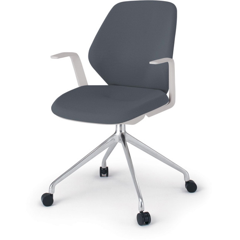 KG-945SC-ZNT3 キュアチェア クロスバック 肘付 4本脚アルミミラー脚 SC張地 ナイロンキャスター<配送時組立サービス付> 1台 イトーキ 【通販モノタロウ】