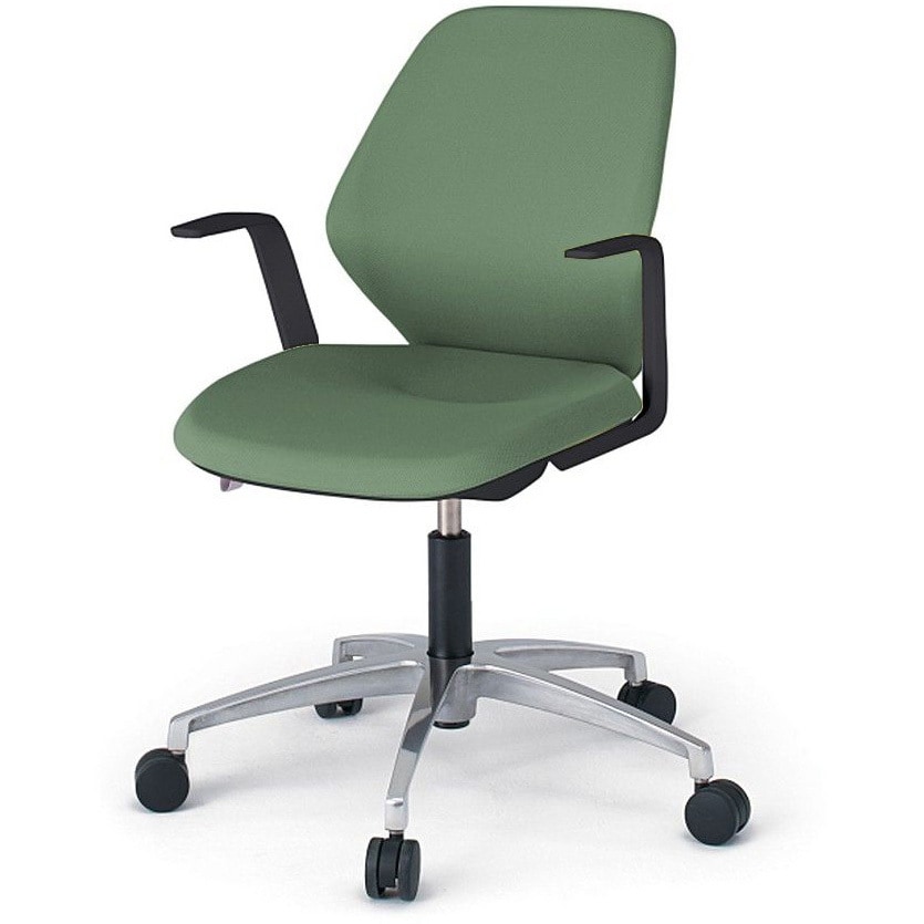 KG-925PV-ZTQ2 キュアチェア クロスバック 肘付 5本脚アルミミラー脚 PV張地 ナイロンキャスター<配送時組立サービス付> 1台 イトーキ 【通販モノタロウ】