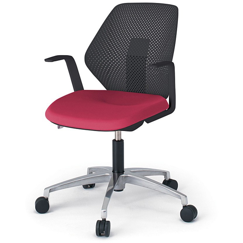 KG-965PVM-ZTM4 キュアチェア 樹脂メッシュバック 肘付 5本脚アルミミラー脚 PV張地 ウレタンキャスター<配送時組立サービス付> 1台 イトーキ 【通販モノタロウ】