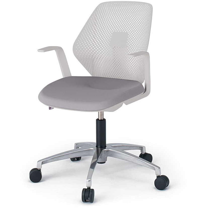 KG-965PV-ZNW6 キュアチェア 樹脂メッシュバック 肘付 5本脚アルミミラー脚 PV張地 ナイロンキャスター<配送時組立サービス付> 1台 イトーキ 【通販モノタロウ】