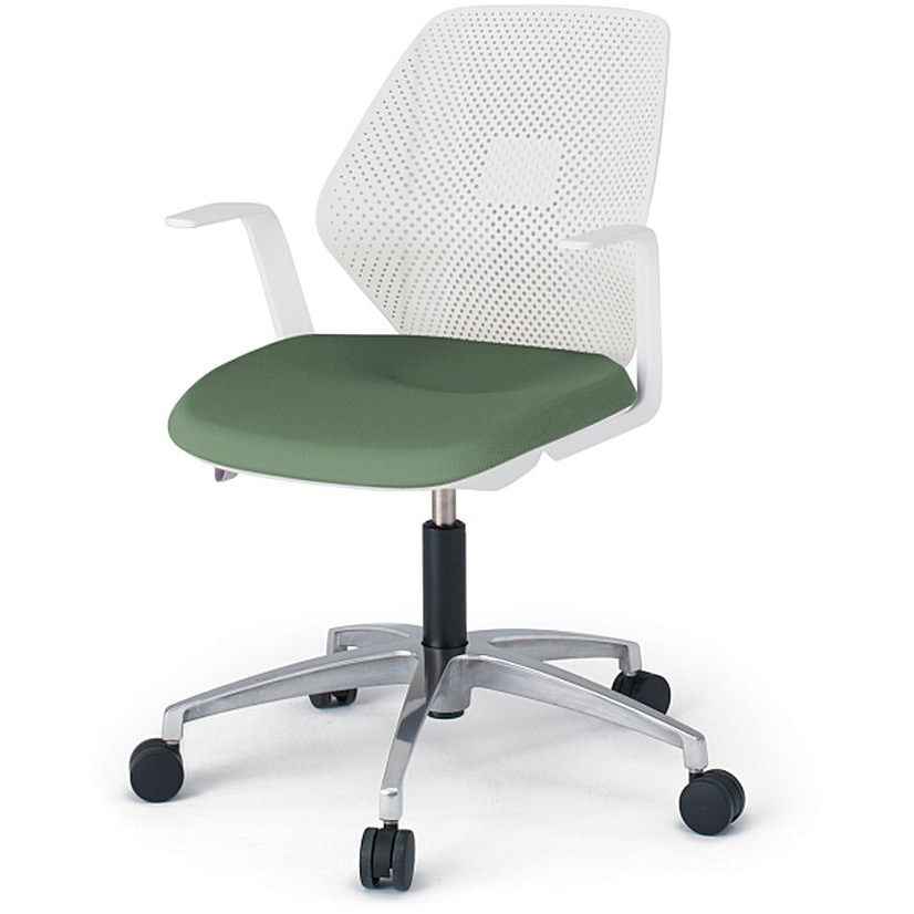 KG-965PV-ZWQ2 キュアチェア 樹脂メッシュバック 肘付 5本脚アルミミラー脚 PV張地 ナイロンキャスター<配送時組立サービス付> 1台 イトーキ 【通販モノタロウ】