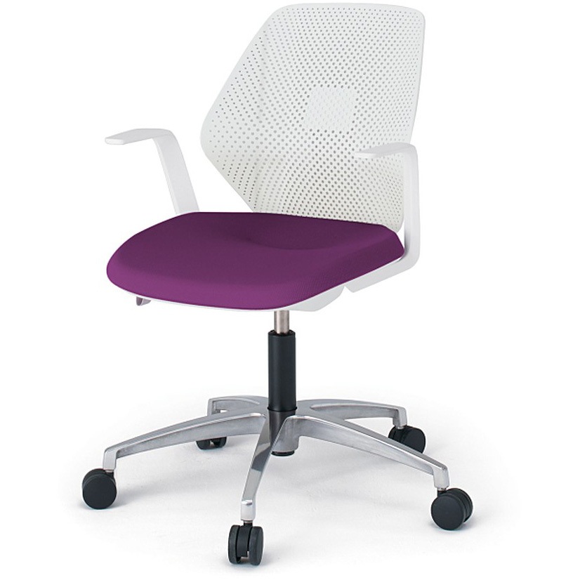 KG-965PV-ZWX7 キュアチェア 樹脂メッシュバック 肘付 5本脚アルミミラー脚 PV張地 ナイロンキャスター<配送時組立サービス付> 1台 イトーキ 【通販モノタロウ】