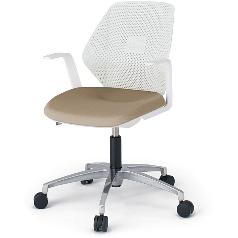 KG-965PV-ZWY3 キュアチェア 樹脂メッシュバック 肘付 5本脚アルミミラー脚 PV張地 ナイロンキャスター<配送時組立サービス付> 1台 イトーキ 【通販モノタロウ】