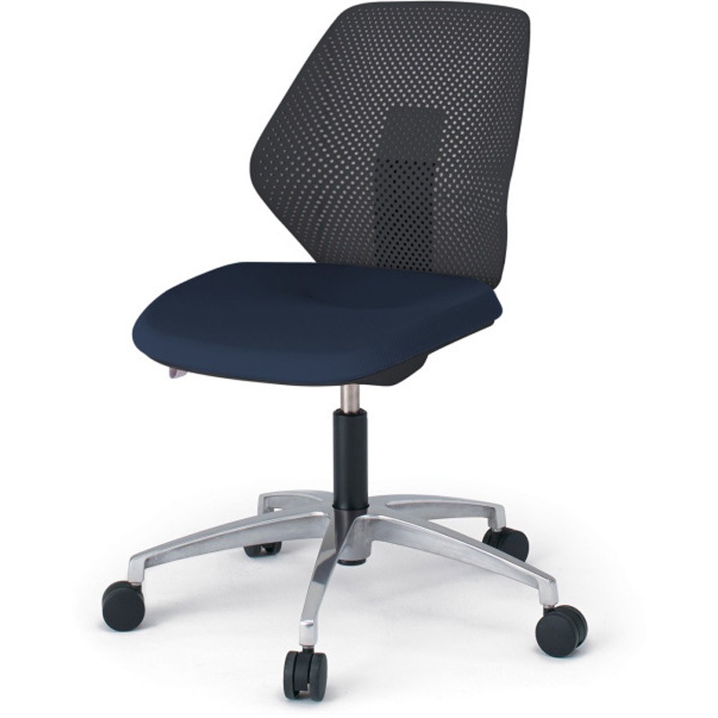 KG-960PV-ZTB2 キュアチェア 樹脂メッシュバック 肘なし 5本脚アルミミラー脚 PV張地 ナイロンキャスター<配送時組立サービス付> 1台 イトーキ 【通販モノタロウ】