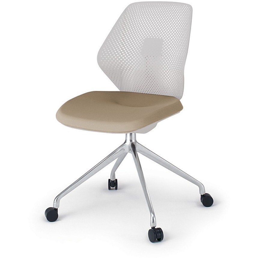 KG-980PV-ZNY3 キュアチェア 樹脂メッシュバック 肘なし 4本脚アルミミラー脚 PV張地 ナイロンキャスター<配送時組立サービス付> 1台 イトーキ 【通販モノタロウ】