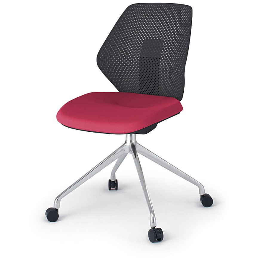 KG-980PV-ZTM4 キュアチェア 樹脂メッシュバック 肘なし 4本脚アルミミラー脚 PV張地 ナイロンキャスター<配送時組立サービス付> 1台 イトーキ 【通販モノタロウ】