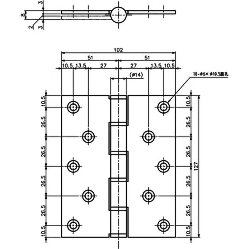5K-5-4-3t ステンレス5管丁番 中西産業 ヘアライン仕上 横102mm 5K-5-4-3t ステンレス5管丁番 中西産業 ヘアライン仕上 横102mm
