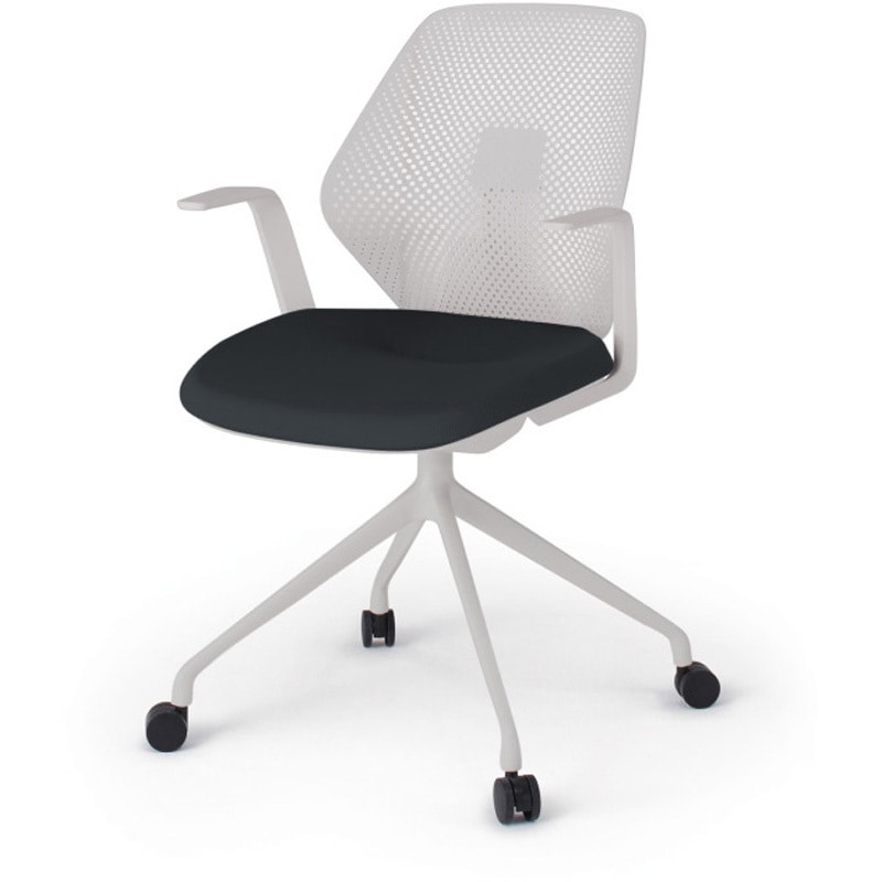 KG-985PV-NNT1 キュアチェア 樹脂メッシュバック 肘付 4本脚アルミ塗装脚 PV張地 ナイロンキャスター<配送時組立サービス付> 1台 イトーキ 【通販モノタロウ】