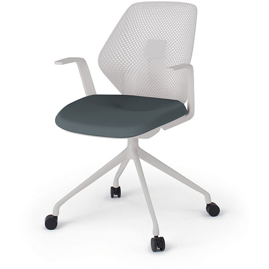 KG-985PV-NNW2 キュアチェア 樹脂メッシュバック 肘付 4本脚アルミ塗装脚 PV張地 ナイロンキャスター<配送時組立サービス付> 1台 イトーキ 【通販モノタロウ】