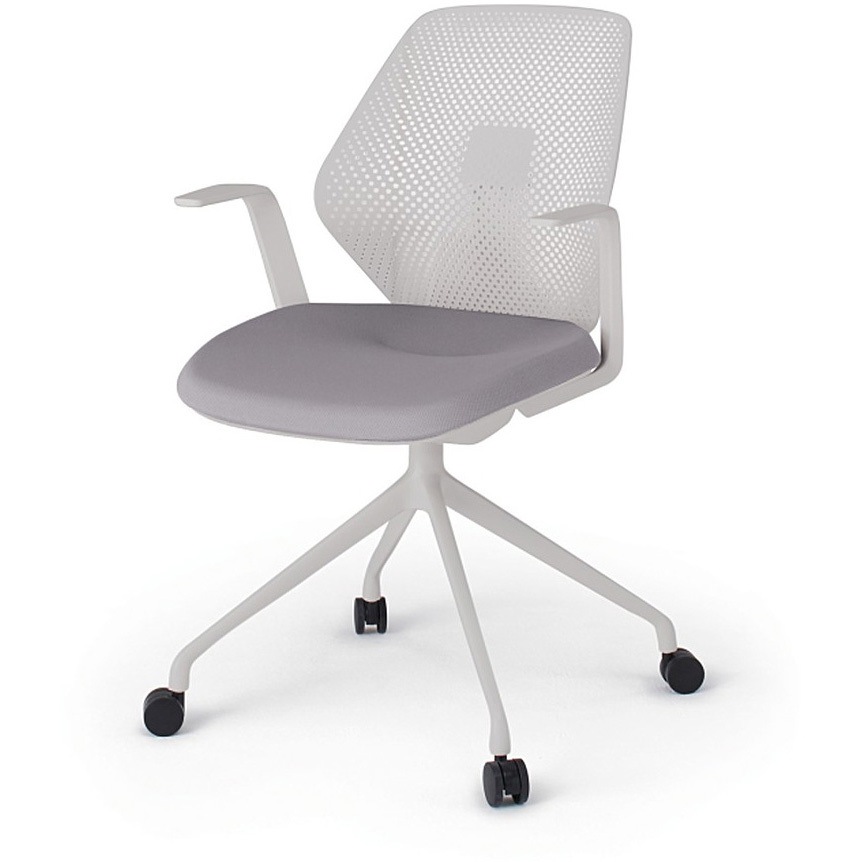 KG-985PV-NNW6 キュアチェア 樹脂メッシュバック 肘付 4本脚アルミ塗装脚 PV張地 ナイロンキャスター<配送時組立サービス付> 1台 イトーキ 【通販モノタロウ】