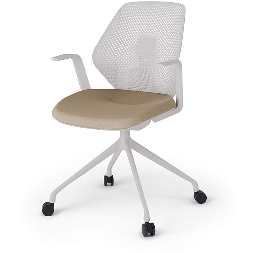 KG-985PV-NNY3 キュアチェア 樹脂メッシュバック 肘付 4本脚アルミ塗装脚 PV張地 ナイロンキャスター<配送時組立サービス付> 1台 イトーキ 【通販モノタロウ】