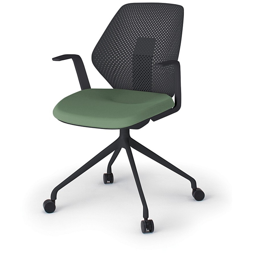 KG-985PV-TTQ2 キュアチェア 樹脂メッシュバック 肘付 4本脚アルミ塗装脚 PV張地 ナイロンキャスター<配送時組立サービス付> 1台 イトーキ 【通販モノタロウ】