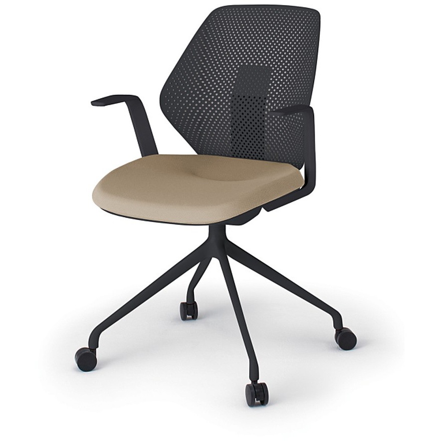 KG-985PV-TTY3 キュアチェア 樹脂メッシュバック 肘付 4本脚アルミ塗装脚 PV張地 ナイロンキャスター<配送時組立サービス付> 1台 イトーキ 【通販モノタロウ】