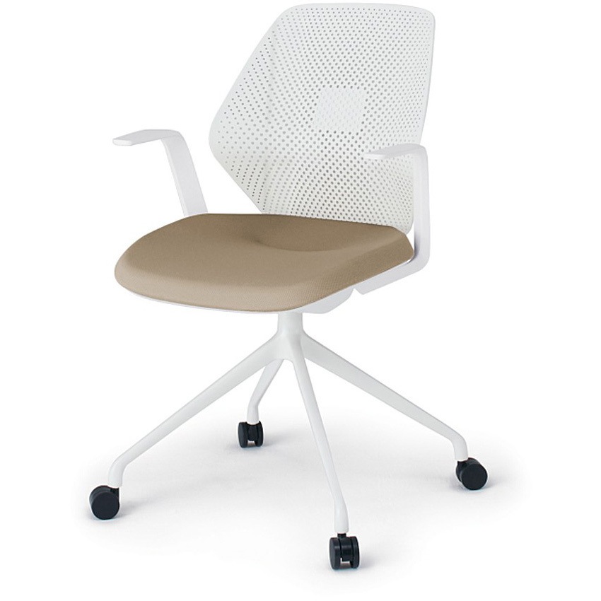 KG-985PV-WWY3 キュアチェア 樹脂メッシュバック 肘付 4本脚アルミ塗装脚 PV張地 ナイロンキャスター<配送時組立サービス付> 1台 イトーキ 【通販モノタロウ】