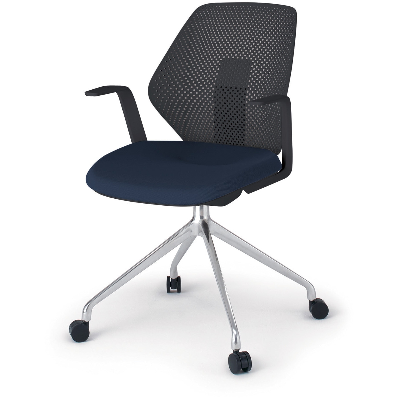 KG-985PVM1ZTB2 キュアチェア 樹脂メッシュバック 肘付 4本脚アルミミラー脚 PV張地 ウレタンキャスター<配送時組立サービス付> 1台 イトーキ 【通販モノタロウ】