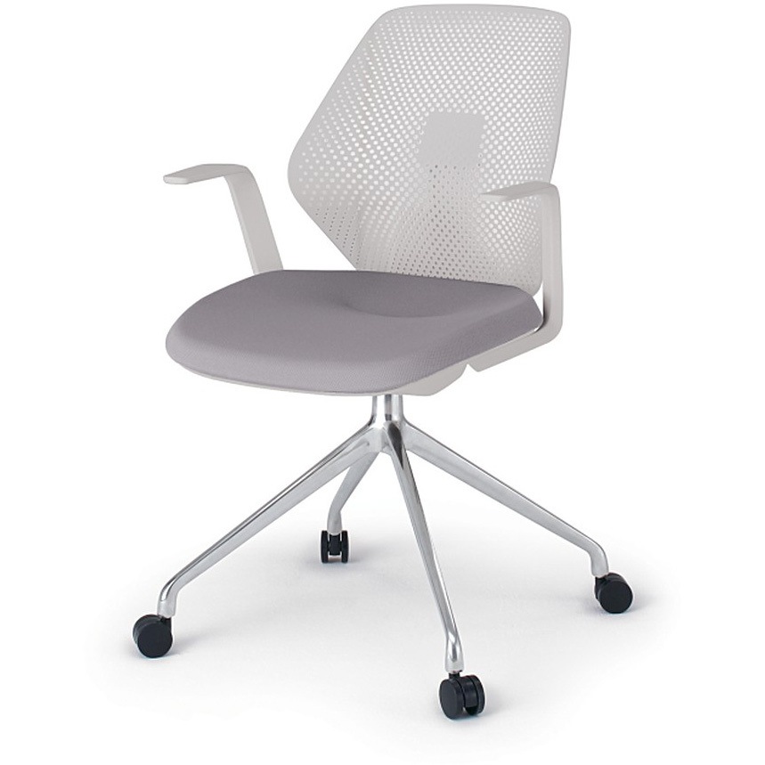 KG-985PV-ZNW6 キュアチェア 樹脂メッシュバック 肘付 4本脚アルミミラー脚 PV張地 ナイロンキャスター<配送時組立サービス付> 1台 イトーキ 【通販モノタロウ】