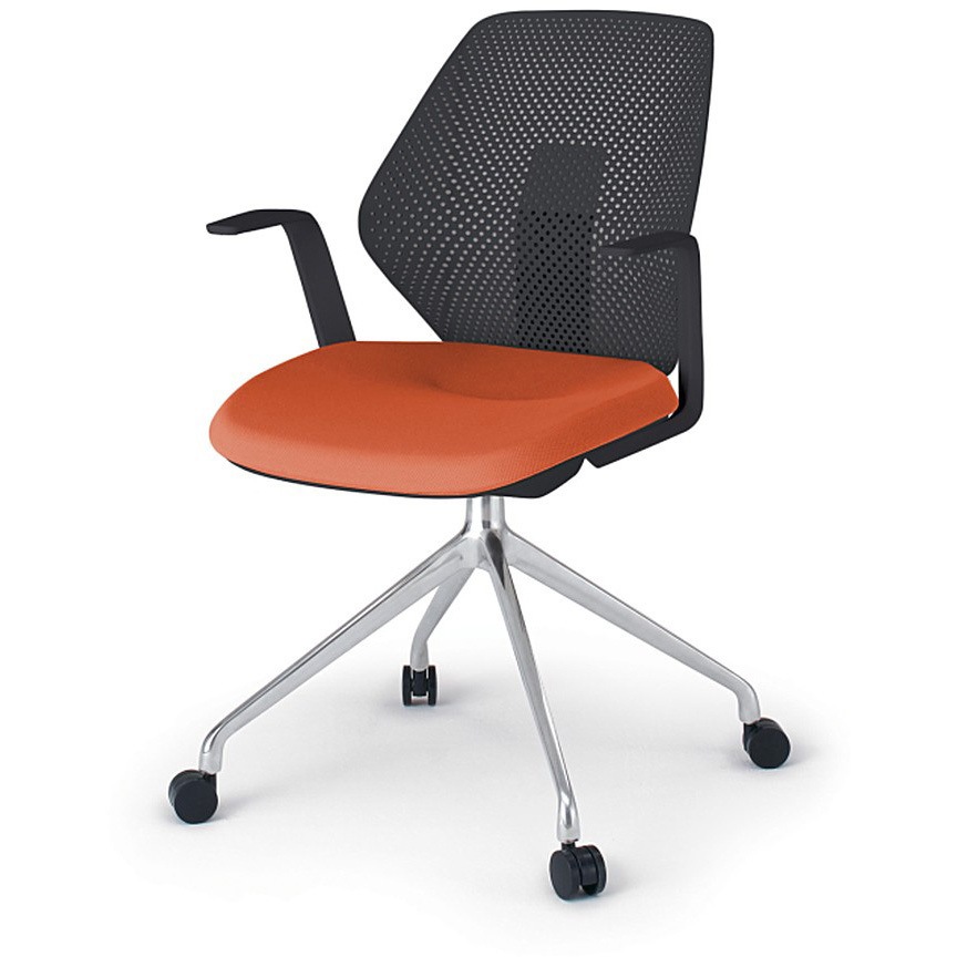 KG-985PV-ZTD3 キュアチェア 樹脂メッシュバック 肘付 4本脚アルミミラー脚 PV張地 ナイロンキャスター<配送時組立サービス付> 1台 イトーキ 【通販モノタロウ】