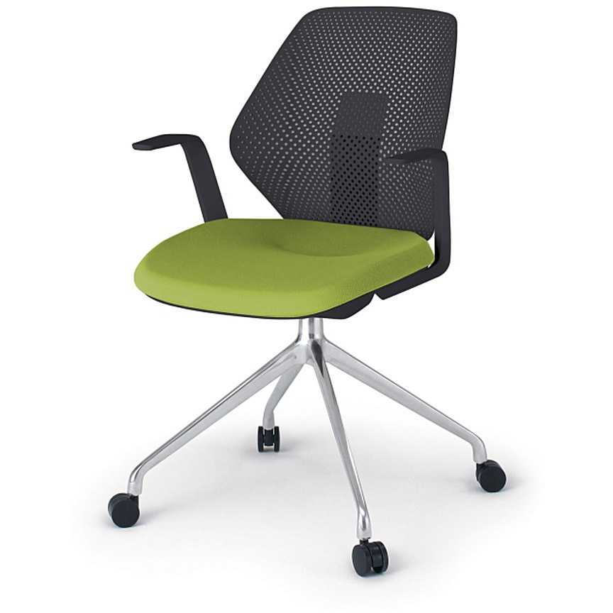 KG-985PV-ZTQ6 キュアチェア 樹脂メッシュバック 肘付 4本脚アルミミラー脚 PV張地 ナイロンキャスター<配送時組立サービス付> 1台 イトーキ 【通販モノタロウ】