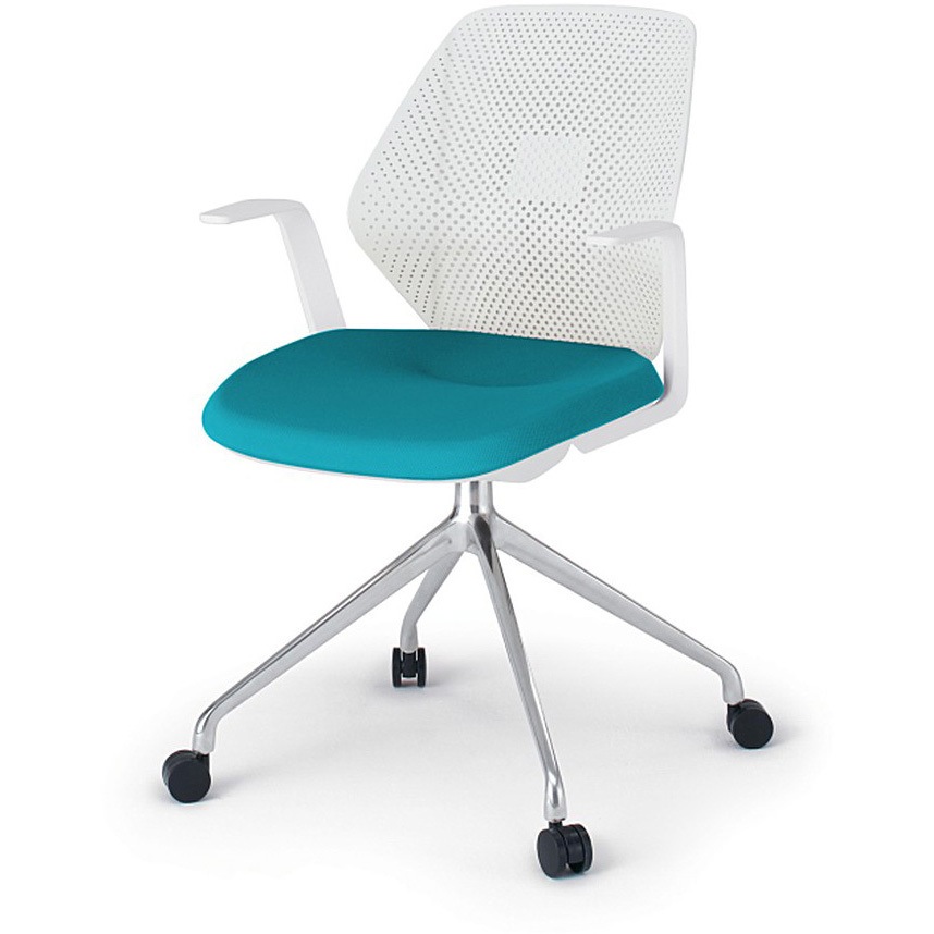 KG-985PV-ZWA3 キュアチェア 樹脂メッシュバック 肘付 4本脚アルミミラー脚 PV張地 ナイロンキャスター<配送時組立サービス付> 1台 イトーキ 【通販モノタロウ】