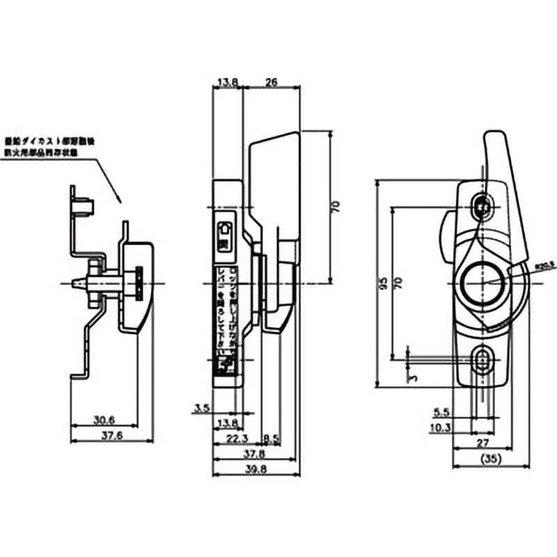 DC-DL-2161 ダブルロック・クレセント 中西産業 右勝手用   DC-DL-2161