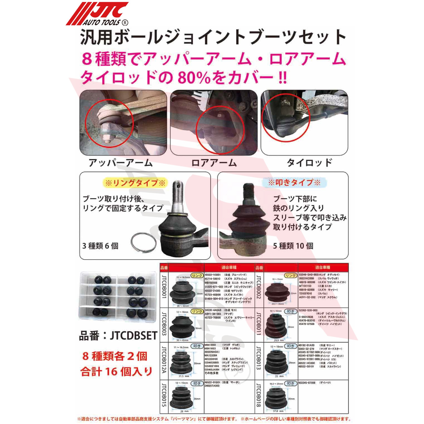JTCDB011 汎用ボールジョイントブーツ JTC 1袋(2個) JTCDB011 【通販
