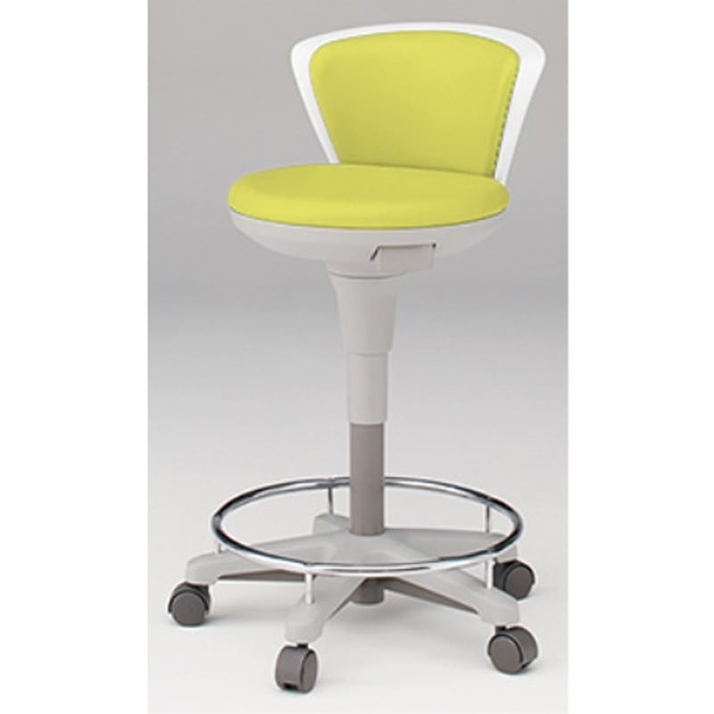 KSK-670DL-L8 サポートスツール2 背付 足掛け付 キャスター脚 張地DL<配送時組立サービス付> イトーキ アボカドグリーン色 高さ685mm幅510mm奥行510mm  KSK-670DL-L8