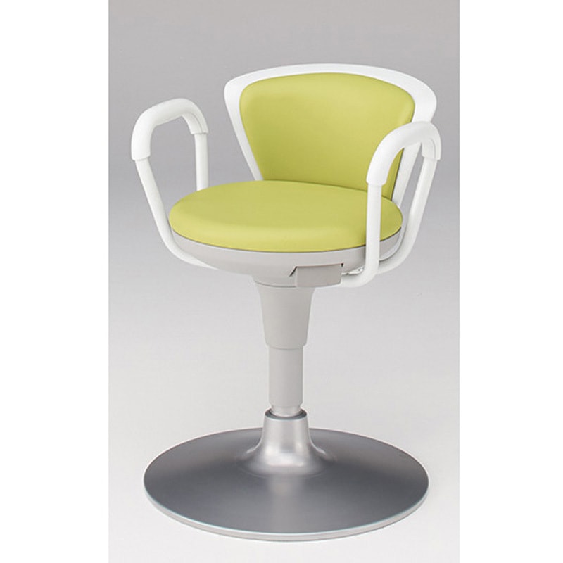 KSK-643DL-L8 サポートスツール2 背付 肘付 円盤脚 張地DL<配送時組立サービス付> イトーキ アボカドグリーン色 高さ610mm幅520mm奥行500mm  KSK-643DL-L8