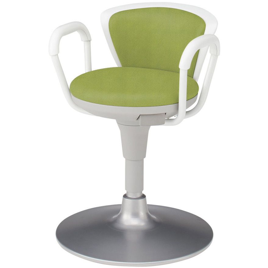 KSK-643PV-Q6 サポートスツール2 背付 肘付 円盤脚 張地PV<配送時組立サービス付> イトーキ モスグリーン色 高さ610mm幅520mm奥行500mm  KSK-643PV-Q6
