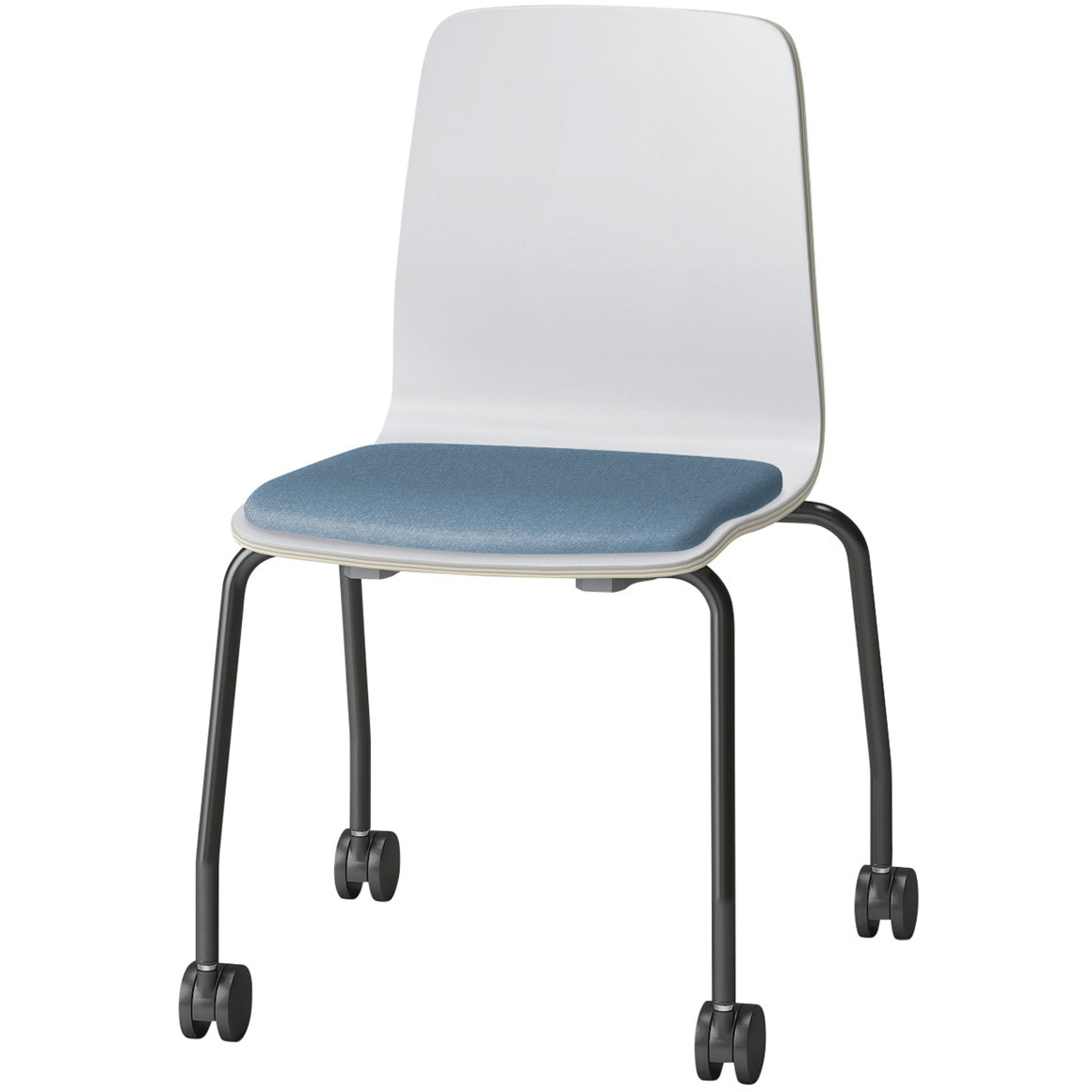 SLC-03S3T1W9B3 スコーレチェア キャスター脚 座パッドタイプ 張地D<配送時組立サービス付> イトーキ ホワイト スタッキング3脚 材質スチール塗装仕上脚 高さ786mm幅514mm奥行476mm  SLC-03S3T1W9B3