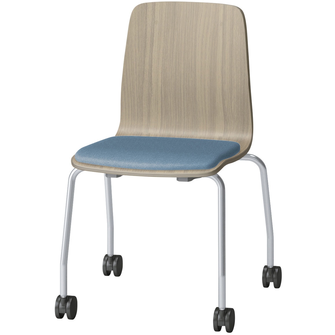 SLC-03S3Z571B3 スコーレチェア キャスター脚 座パッドタイプ 張地D<配送時組立サービス付> イトーキ ホワイト スタッキング3脚 材質スチール塗装仕上脚 高さ786mm幅514mm奥行476mm  SLC-03S3Z571B3