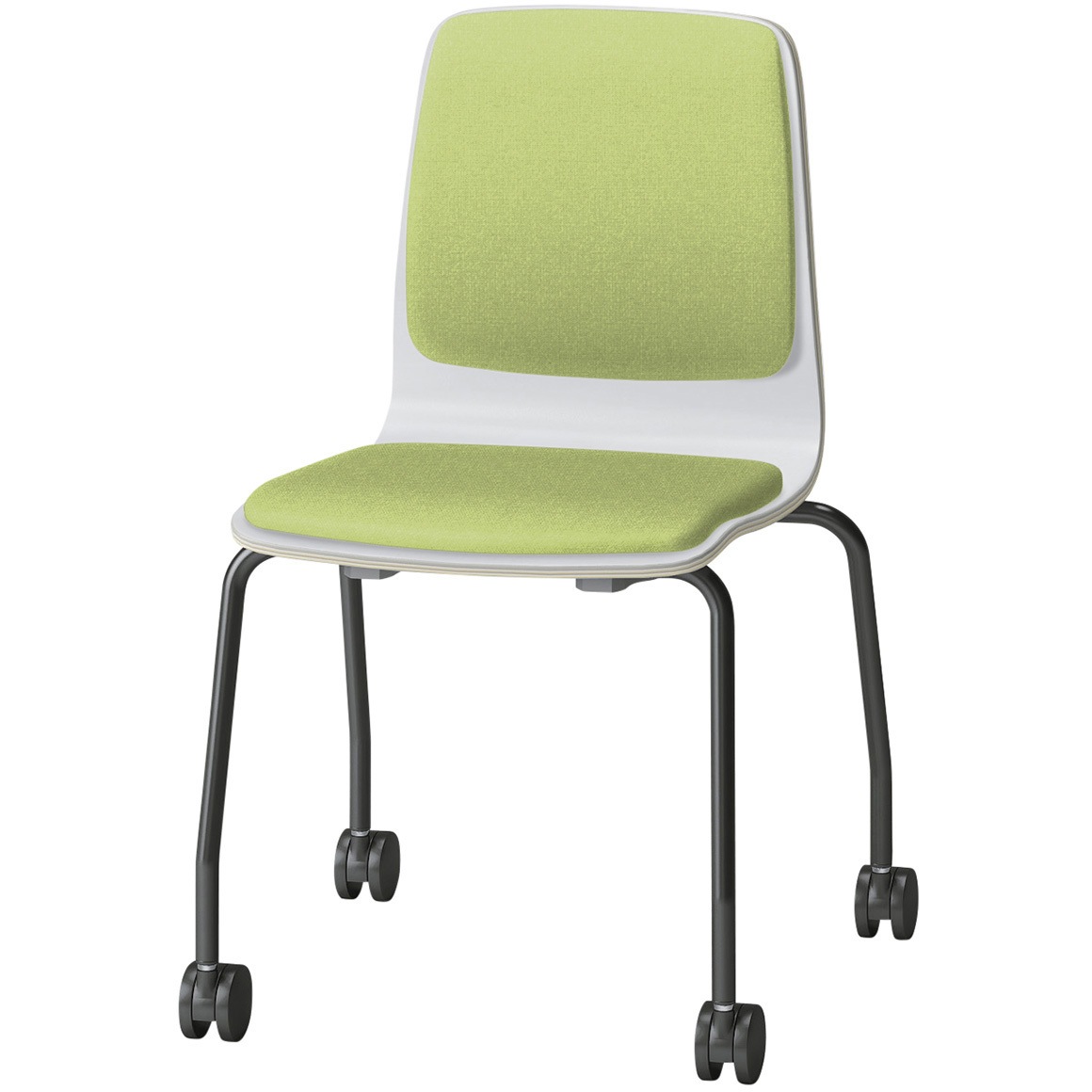 SLC-03P3T1W9L8 スコーレチェア キャスター脚 背座パッドタイプ 張地D<配送時組立サービス付> イトーキ ホワイト スタッキング3脚 材質スチール塗装仕上脚 高さ786mm幅514mm奥行476mm  SLC-03P3T1W9L8