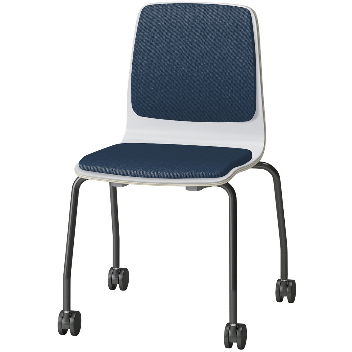 SLC-03P4T1W9B2 スコーレチェア キャスター脚 背座パッドタイプ 張地PV<配送時組立サービス付> イトーキ ホワイト スタッキング3脚 材質スチール塗装仕上脚 質量7kg  SLC-03P4T1W9B2