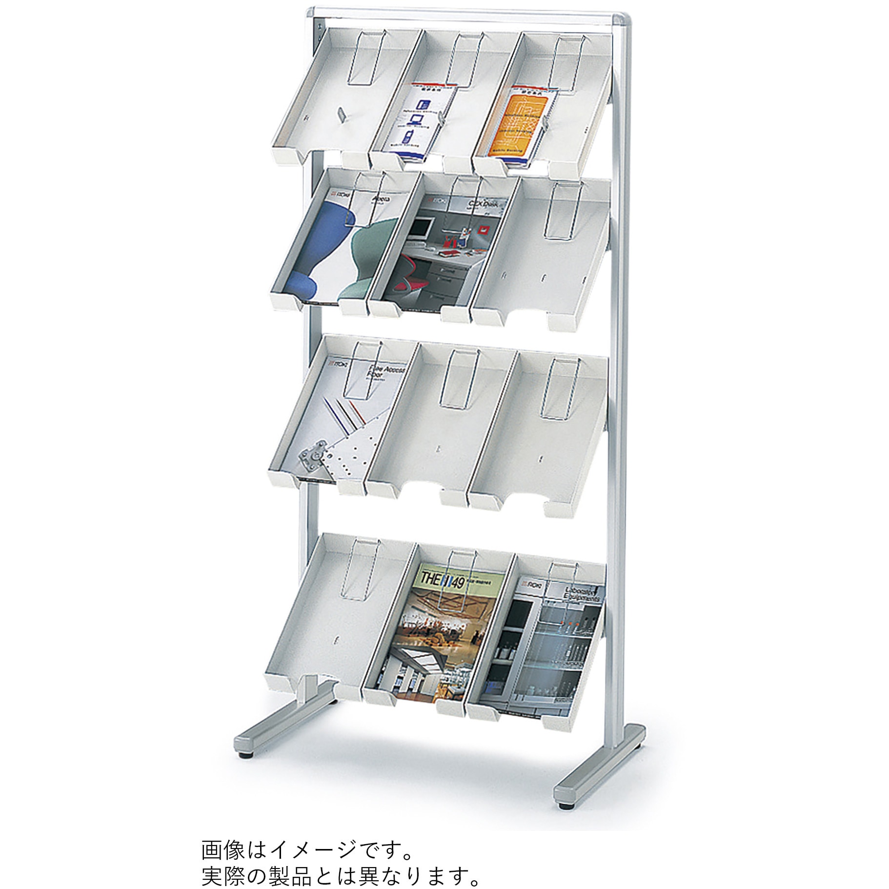 VCCV-112-BK 平置きパンフレットスタンド 4段 2列<配送時組立サービス付> イトーキ ブラック色 幅542mm高さ1500mm  VCCV-112-BK