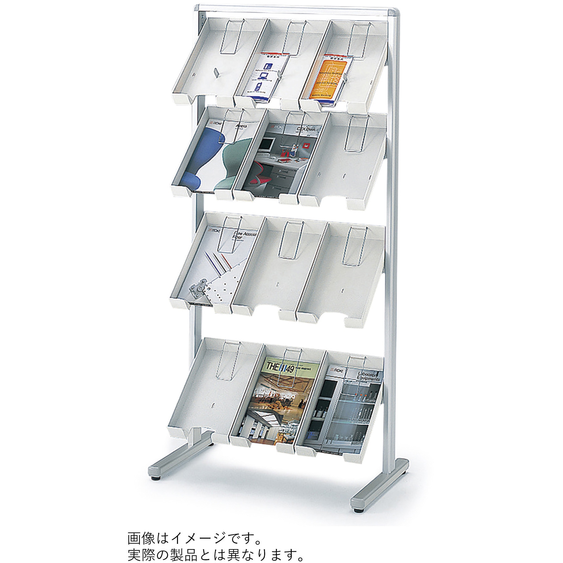 VCCV-112-WH 平置きパンフレットスタンド 4段 2列<配送時組立サービス