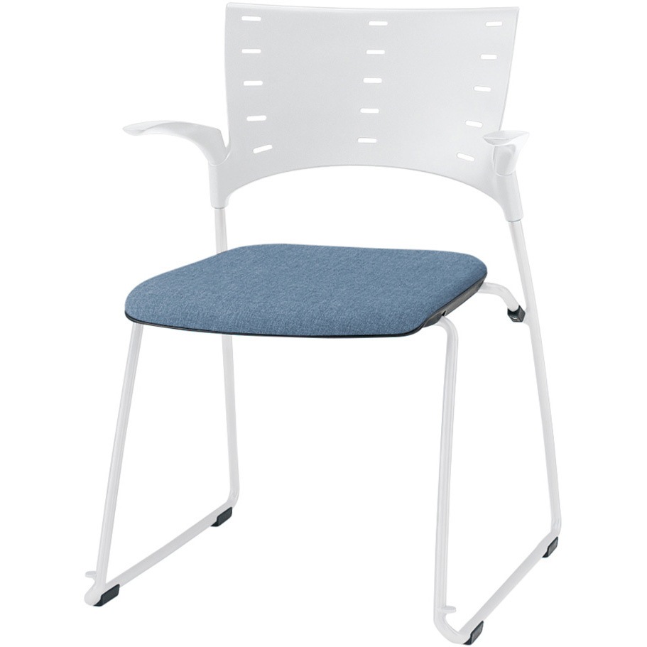 KLD-335SA-WWB4 マノスチェア スタッキングタイプ 肘付 張地SA<配送時組立サービス付> イトーキ メラミン化粧板 高さ780mm幅577mm奥行534mm  KLD-335SA-WWB4