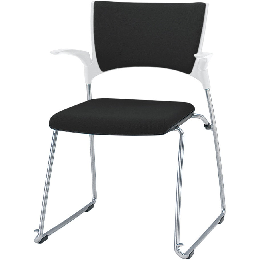 KLD-345PV-ZWT1 マノスチェア スタッキングタイプ背パッド付 肘付  張地PV<配送時組立サービス付> イトーキ メラミン化粧板 質量5.4kg 高さ780mm幅577mm奥行534mm  KLD-345PV-ZWT1