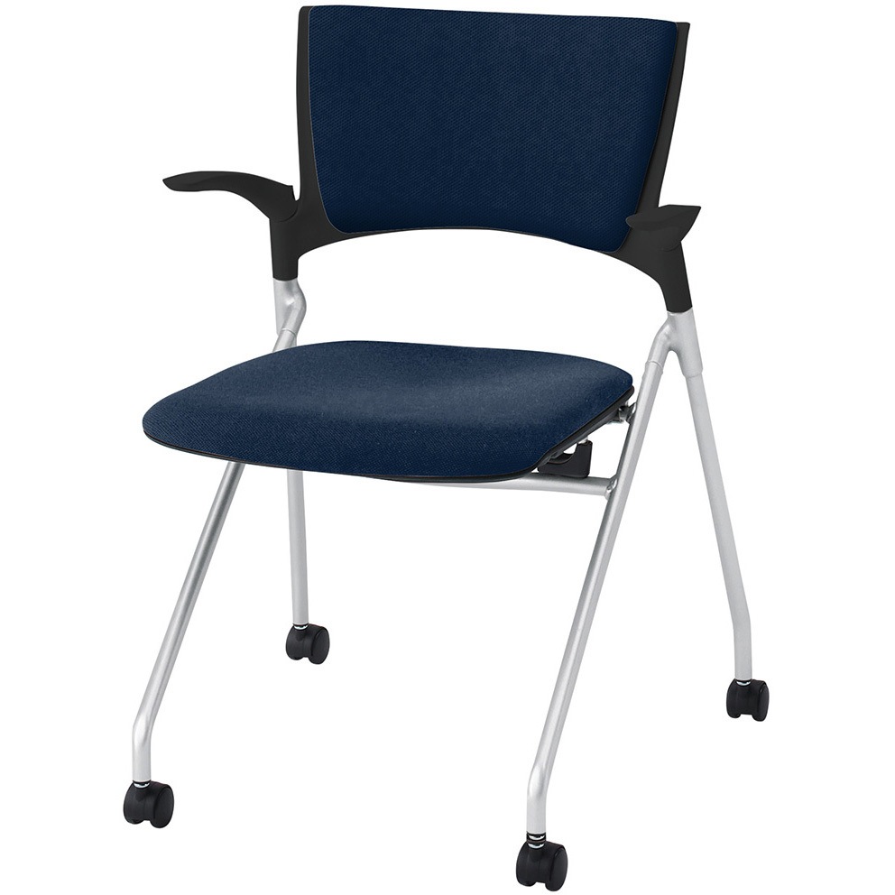 KLD-325PV-ZTB2 マノスチェア ネスティングタイプ 背パッド付 肘付 張地PV<配送時組立サービス付> イトーキ ナイロン双輪キャスター付 メラミン化粧板 質量6.9kg 高さ782mm幅577mm奥行539mm  KLD-325PV-ZTB2