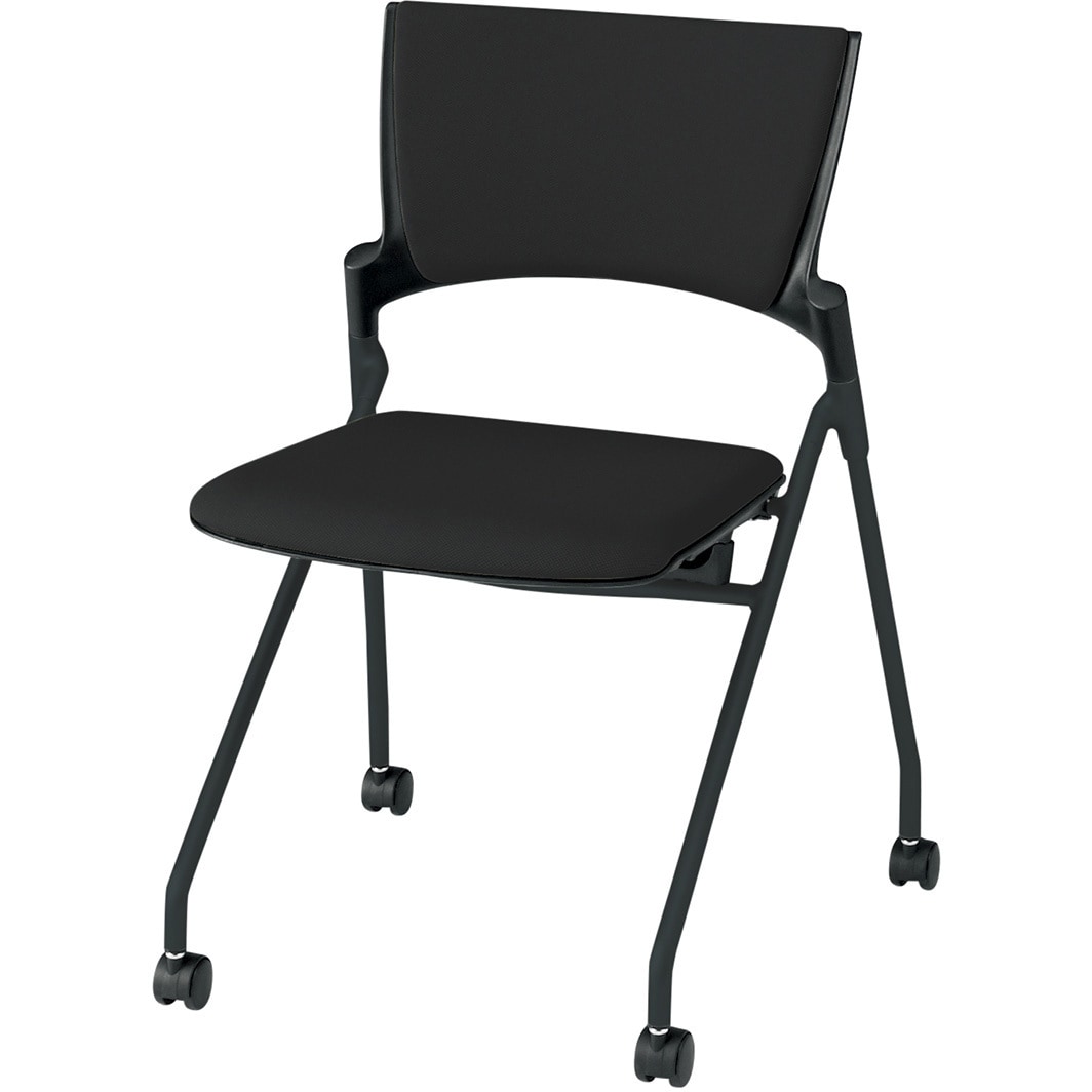 KLD-320PV-TTT1 マノスチェア ネスティングタイプ 背パッド付 肘なし 張地PV<配送時組立サービス付> イトーキ ナイロン双輪キャスター 横スタッキング ブラックT 高さ782mm幅569mm奥行539mm  KLD-320PV-TTT1 28,587円