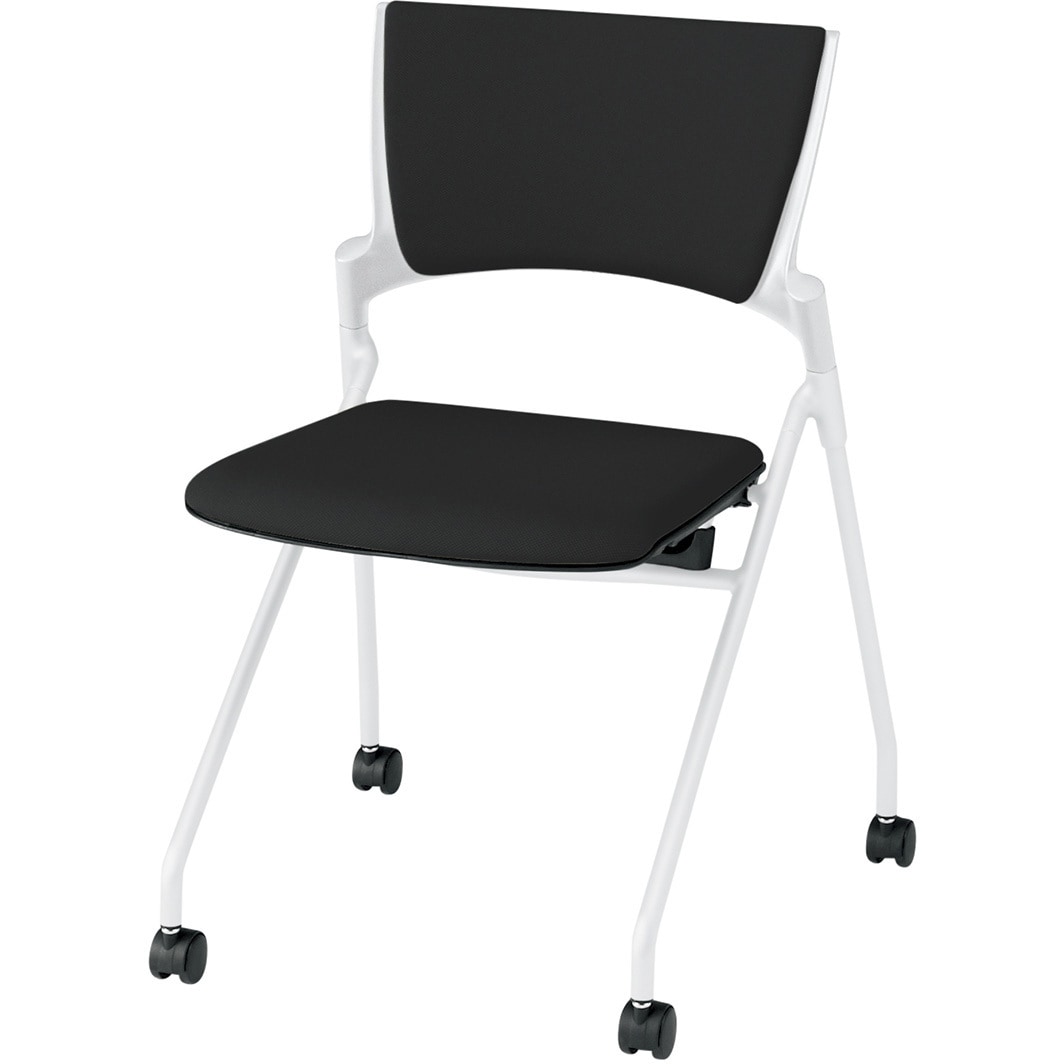 KLD-320PV-WWT1 マノスチェア ネスティングタイプ 背パッド付 肘なし 張地PV<配送時組立サービス付> イトーキ ナイロン双輪キャスター 横スタッキング ブラックT 高さ782mm幅569mm奥行539mm  KLD-320PV-WWT1